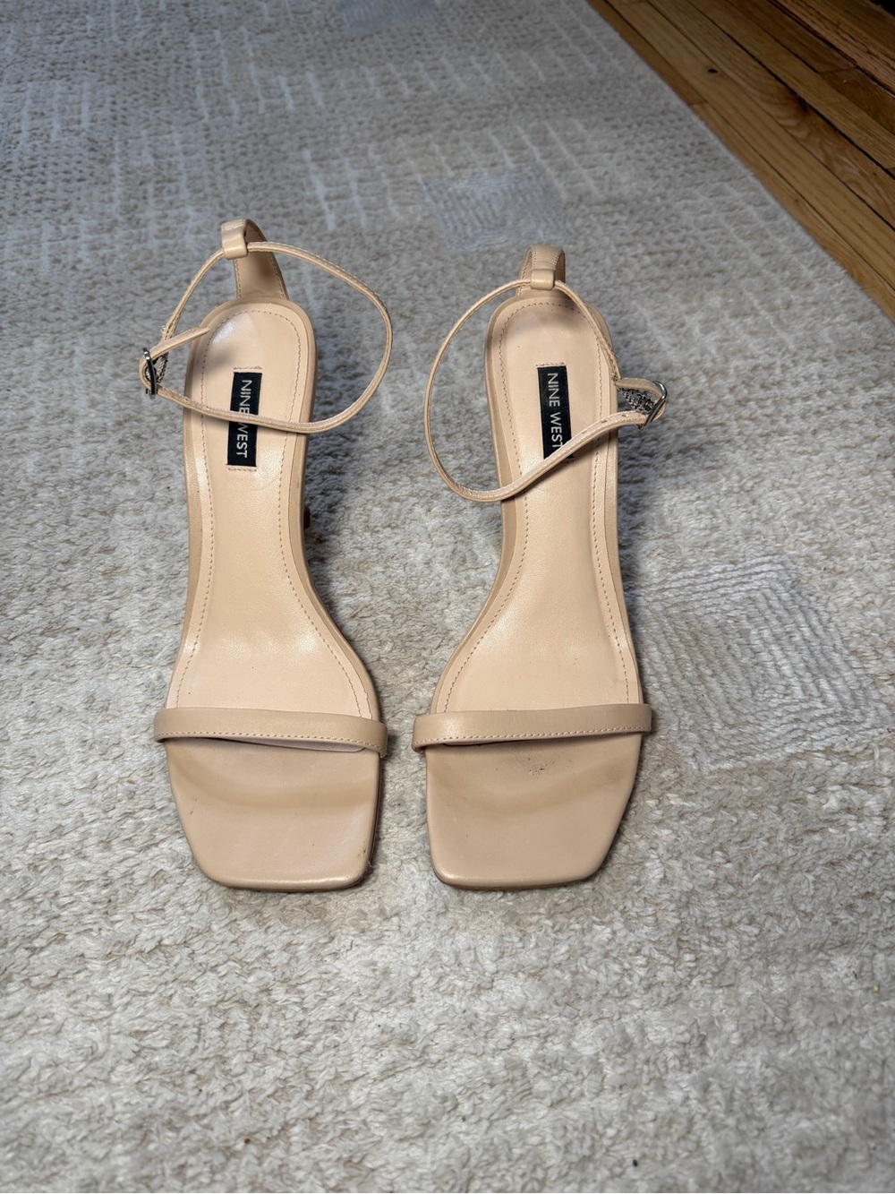 Nine West Beige Ankle-Strap Heeled Sandals size 8.5